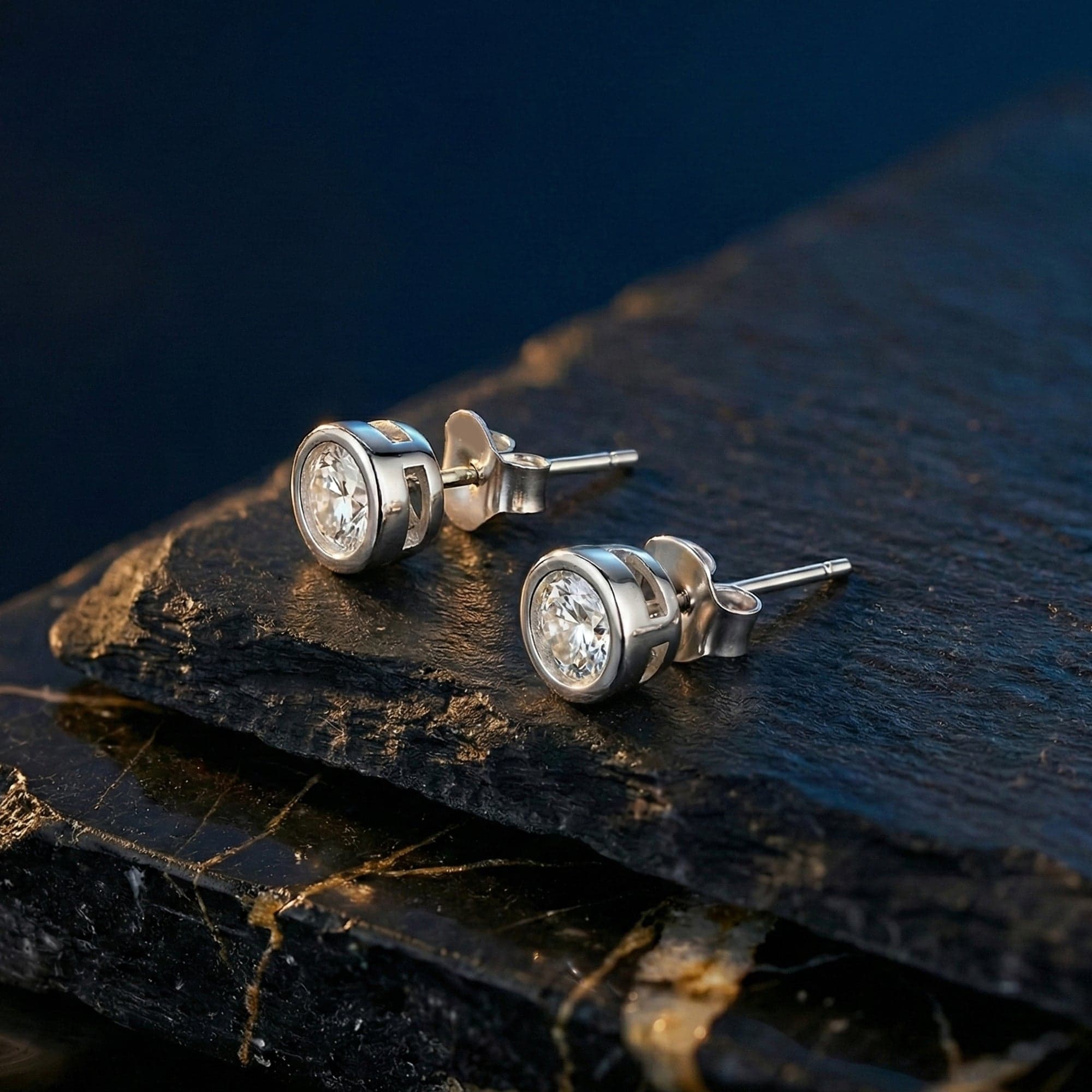 Diamond Round Earrings