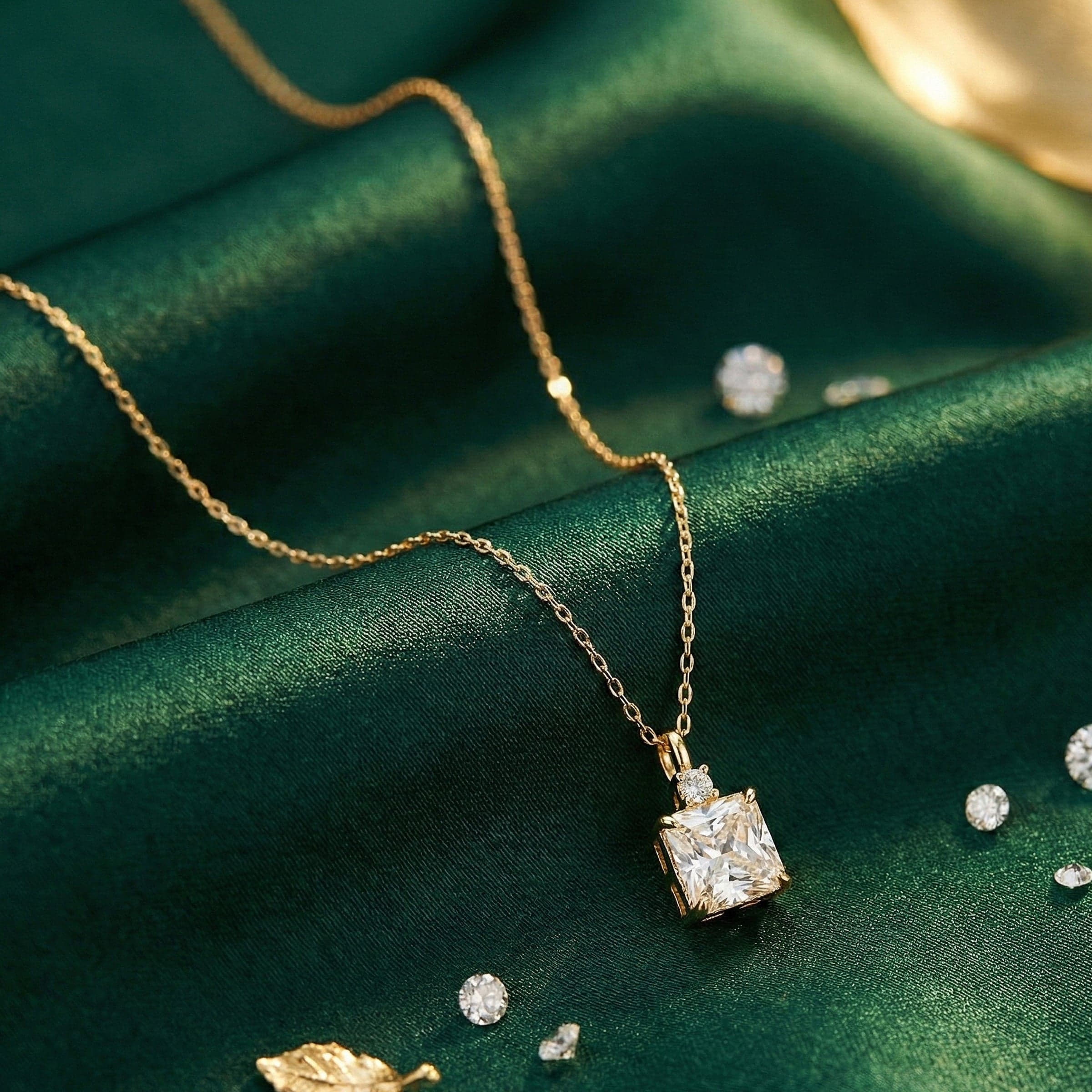 Gold Diamond Box Pendant